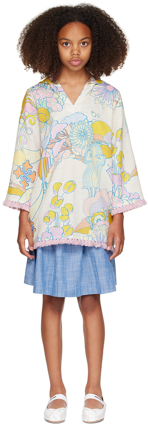 Shop Zimmermann Kids Multicolor Pop Cover Up Dress In Watercolour Multi