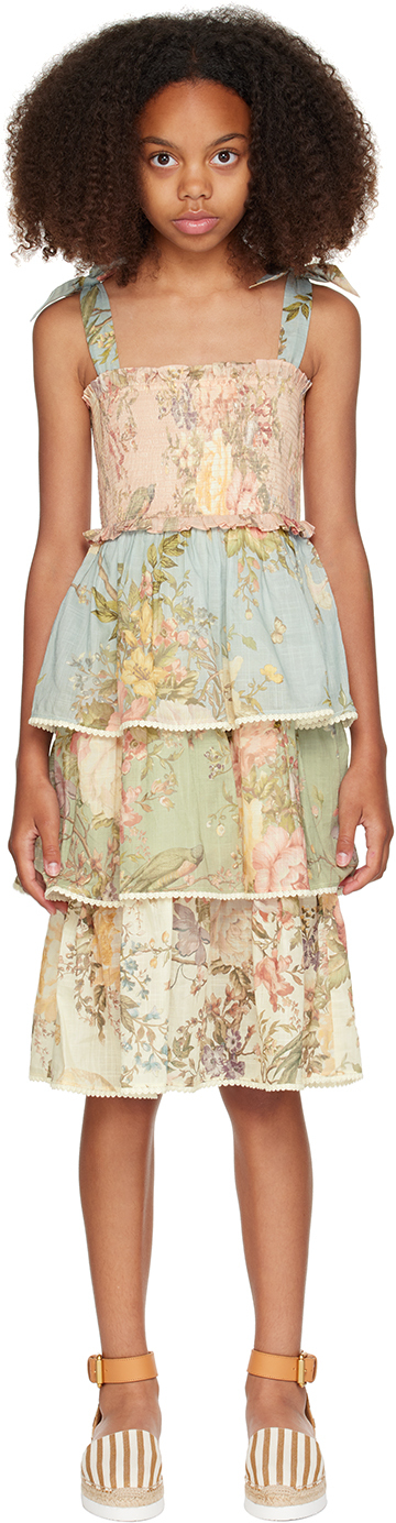 Shop Zimmermann Kids Multicolor Waverly Dress In Spliced Spli