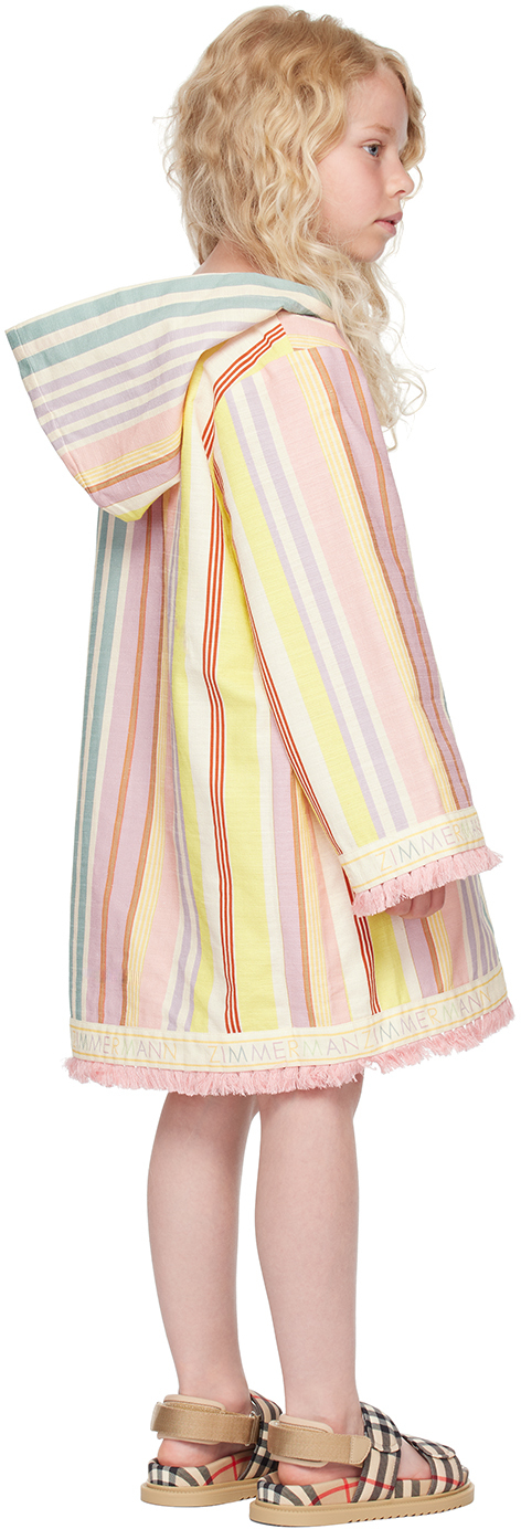 Zimmermann Kids Halliday Hooded Striped Coverup In Multi Stripe