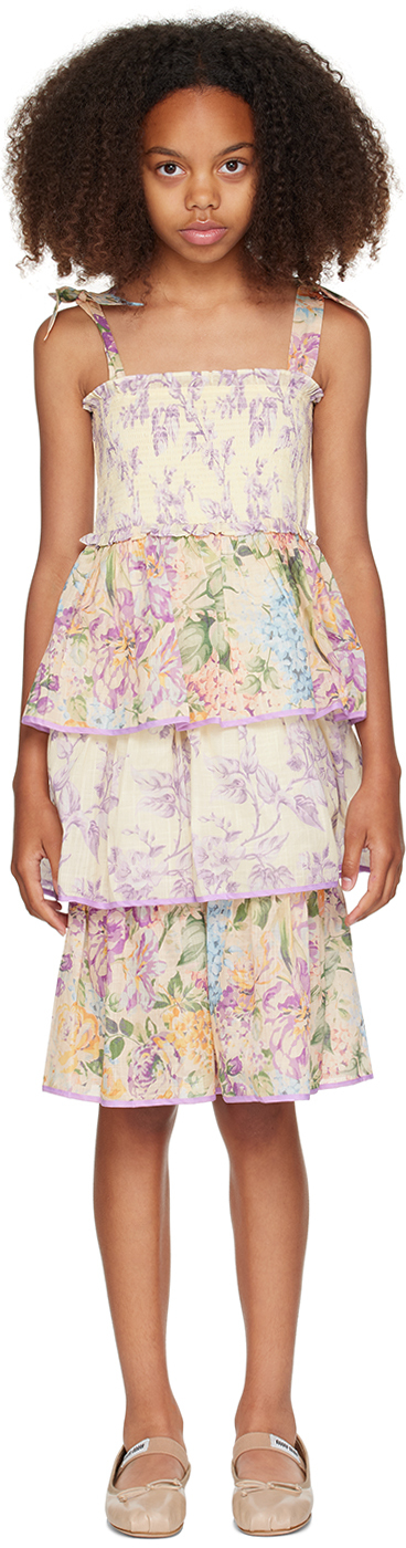 Shop Zimmermann Kids Multicolor Halliday Dress In Spliced Spli