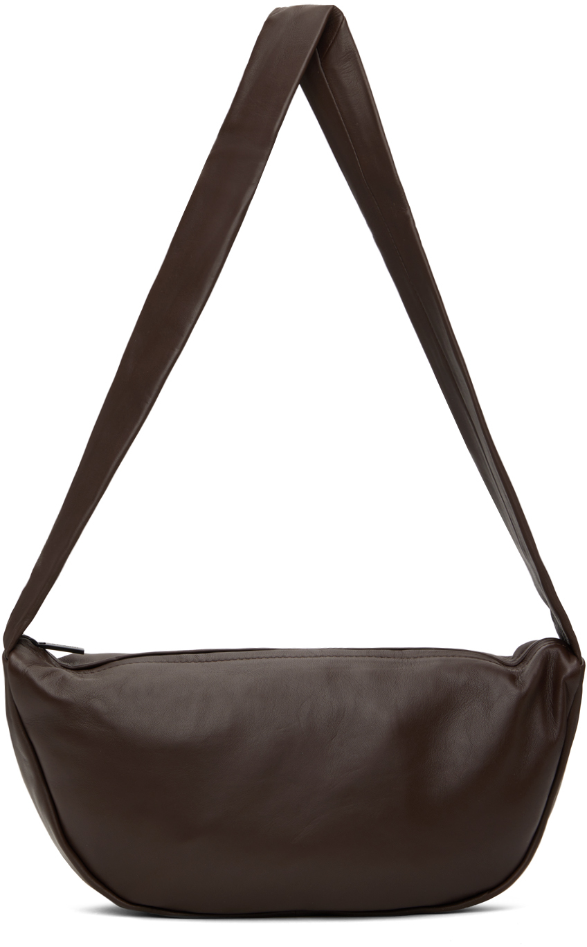 St Agni Brown Soft Crescent Bag In Chocolate
