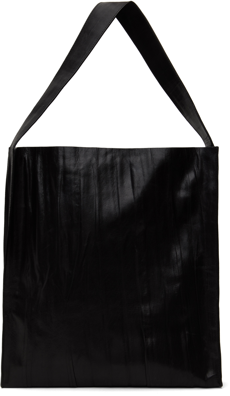 Black Leather Paper Tote