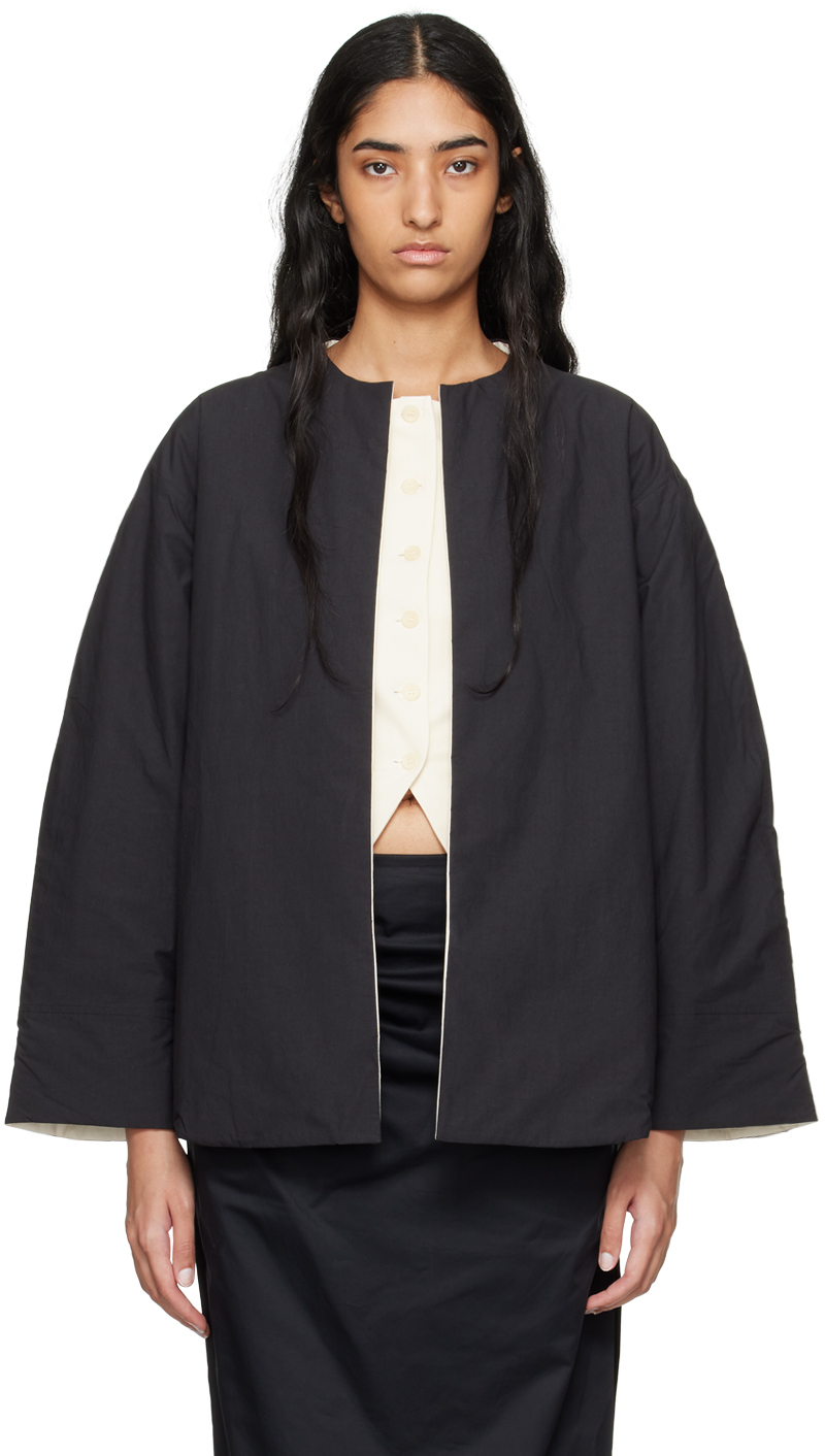 Shop St Agni Black & Off-white Pillow Reversible Jacket In Black/cloud