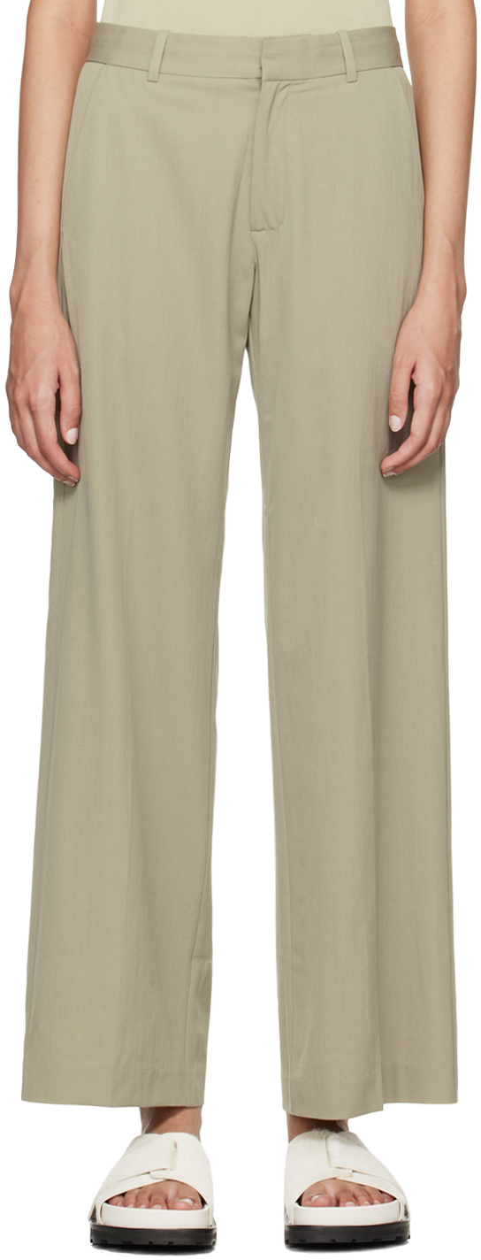 Shop St Agni Green Carter Trousers In Moss Grey