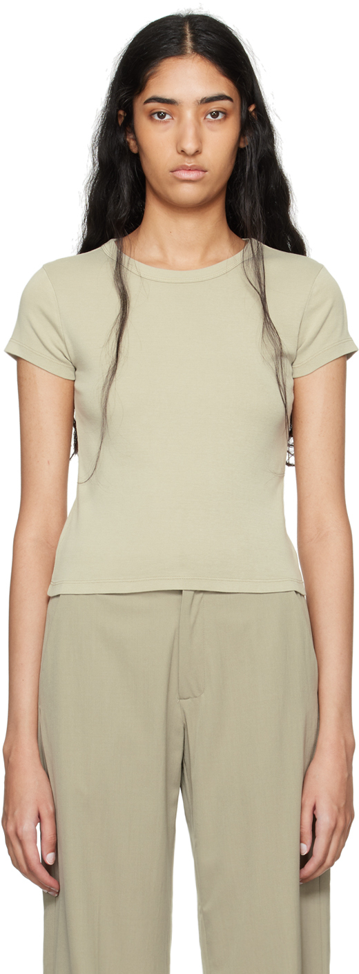 Shop St Agni Green Organic Cotton T-shirt In Moss Grey