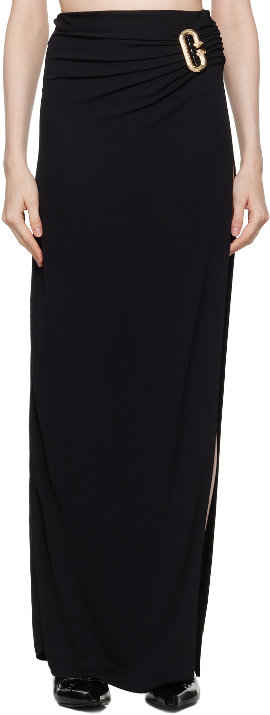 Black Draped Maxi Skirt