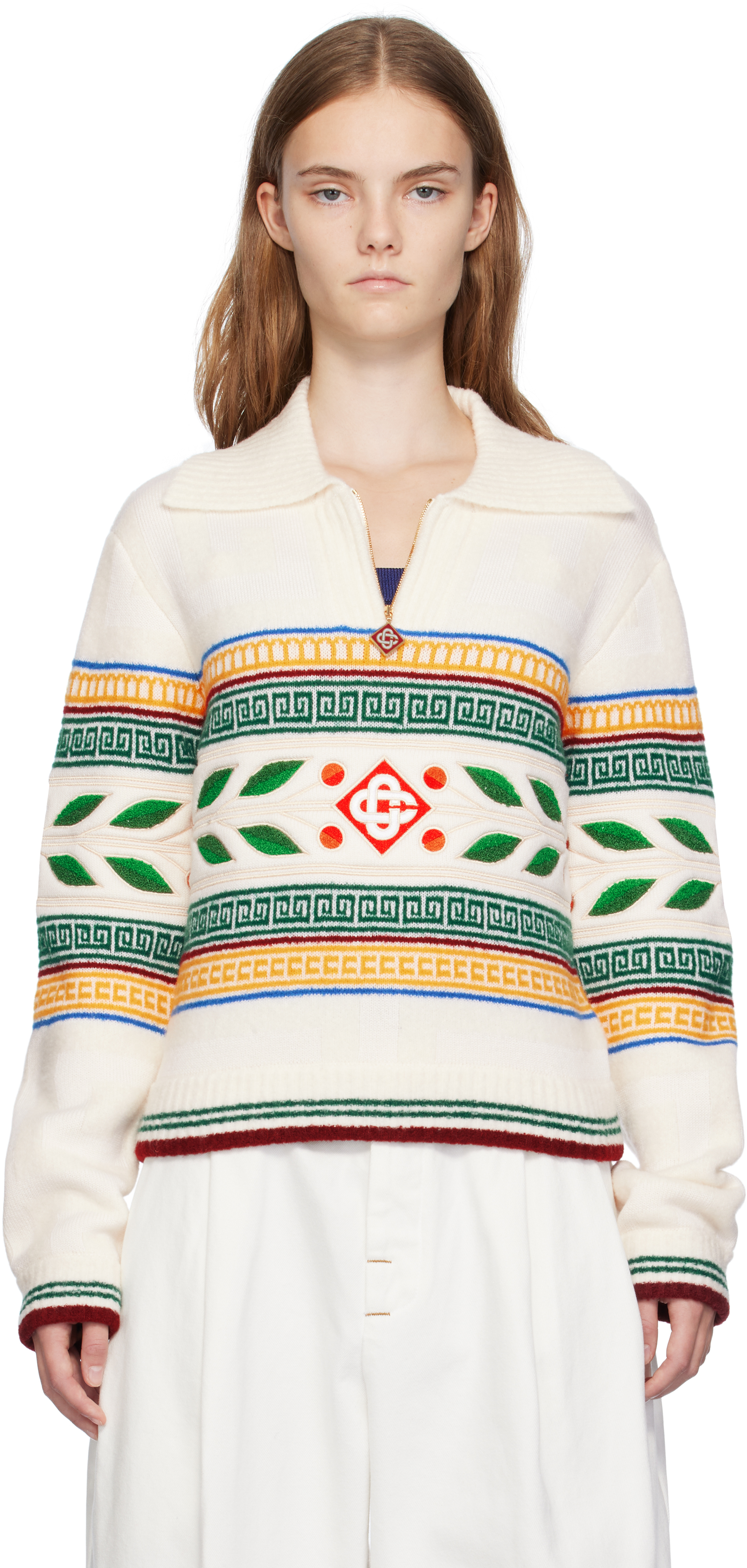 【関税込み】Casablanca ホワイト Laurel Olympique セーター Laurel Jumper | Casablanca Paris