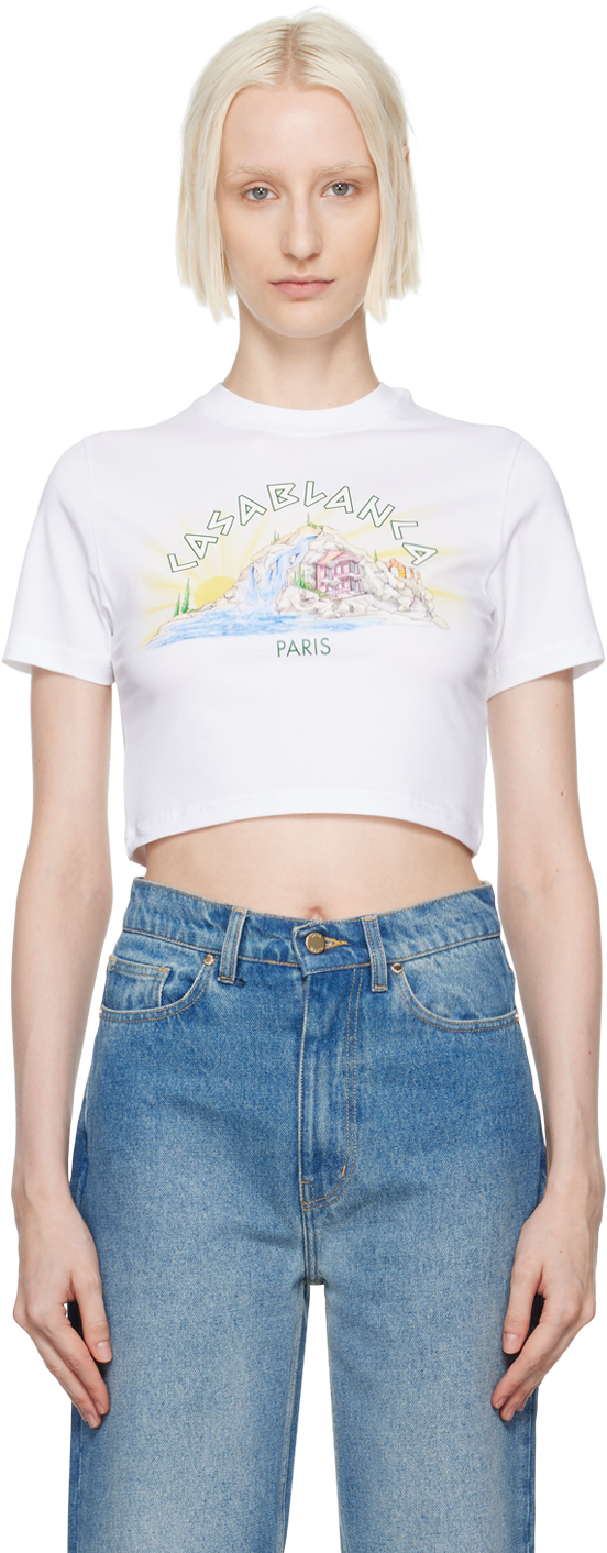 Shop Casablanca White Mountain River Baby T-shirt