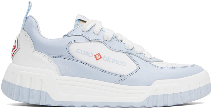 Shop Casablanca Blue & White 'the Court' Sneakers In Pale Blue