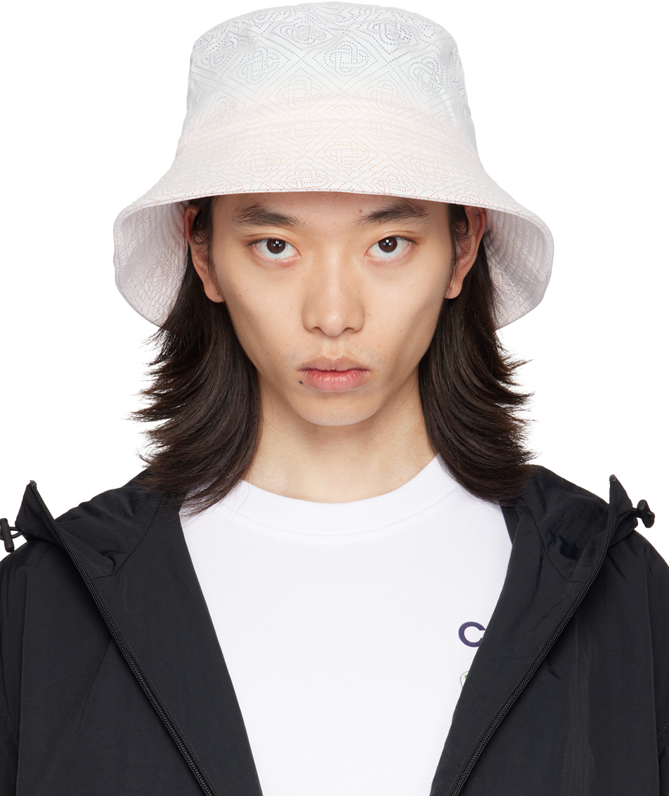 Shop Casablanca White Laser Cut Gradient Bucket Hat