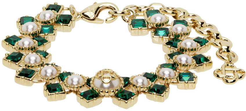 Gold Crystal & Pearl Bracelet