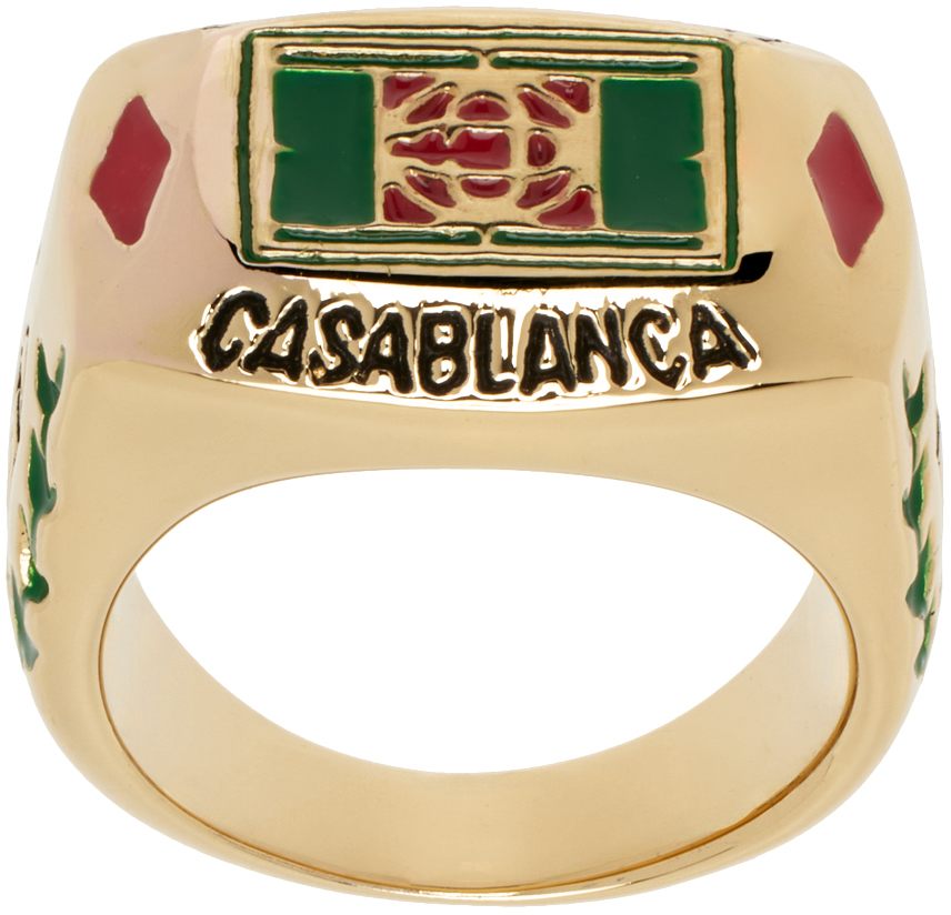 Casablanca Gold Tennis Club Ring In Gold / Green