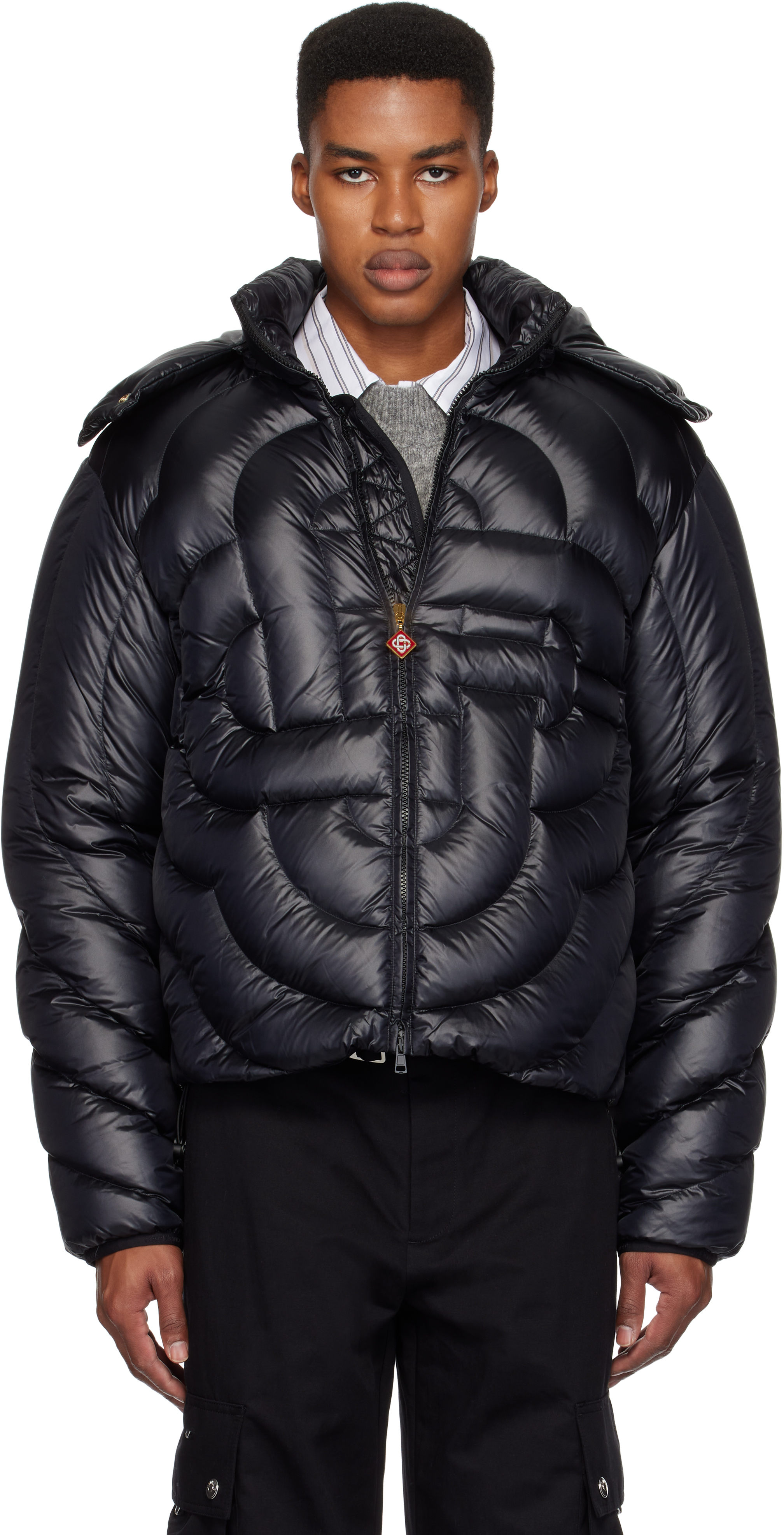 Black Quilted Puffer Down Jacket