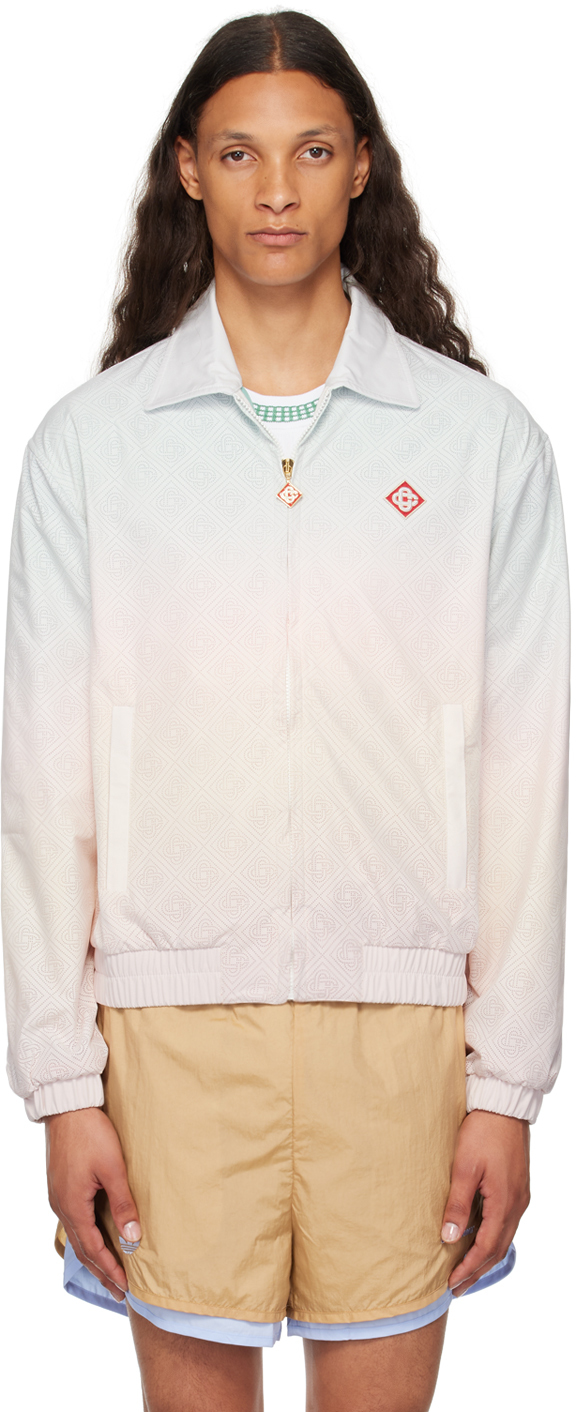 Shop Casablanca Multicolor Gradient Laser Detail Track Jacket In Laser Cut Gradient