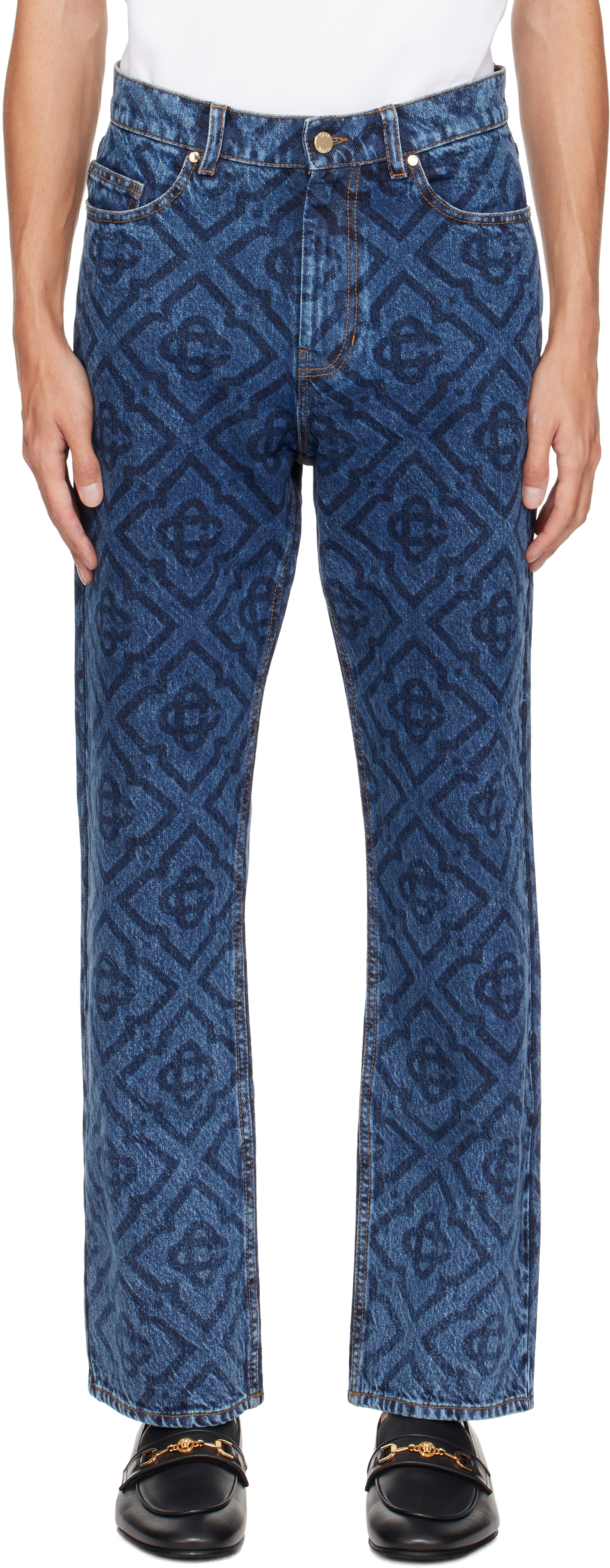 CASABLANCA NAVY MONOGRAM JEANS 