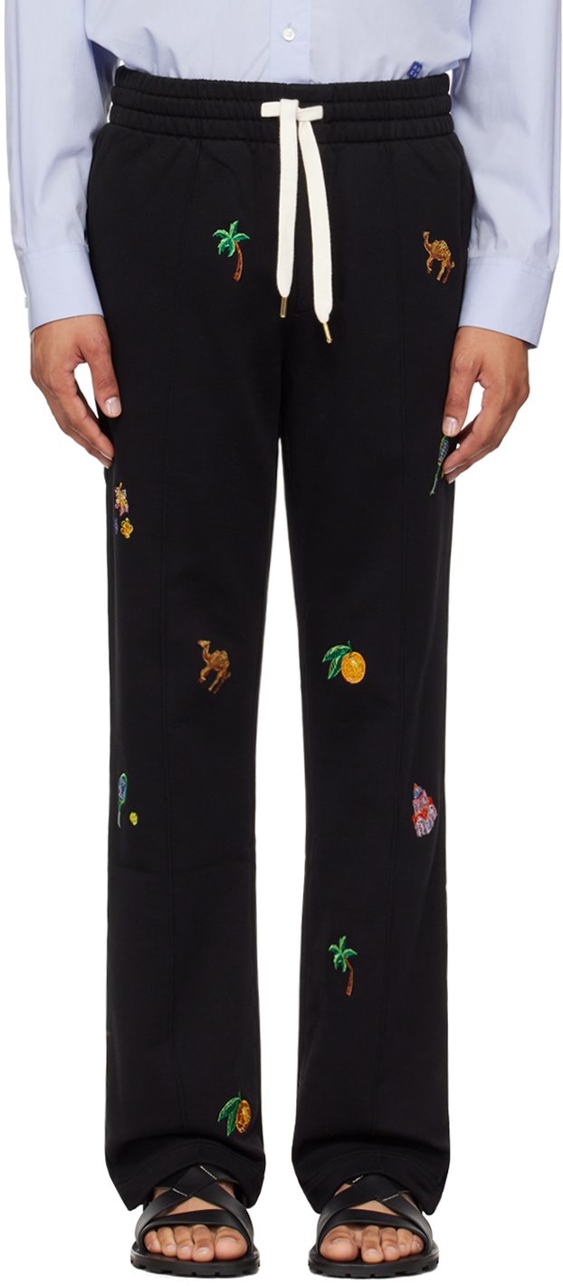 Shop Casablanca Black Elements En Crayon Sweatpants