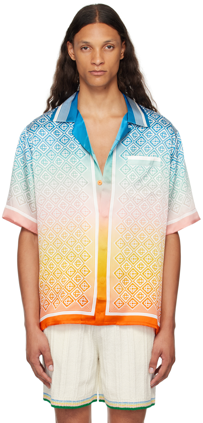 Shop Casablanca Multicolor Gradient Monogram Shirt In Diamond Monogram Deg