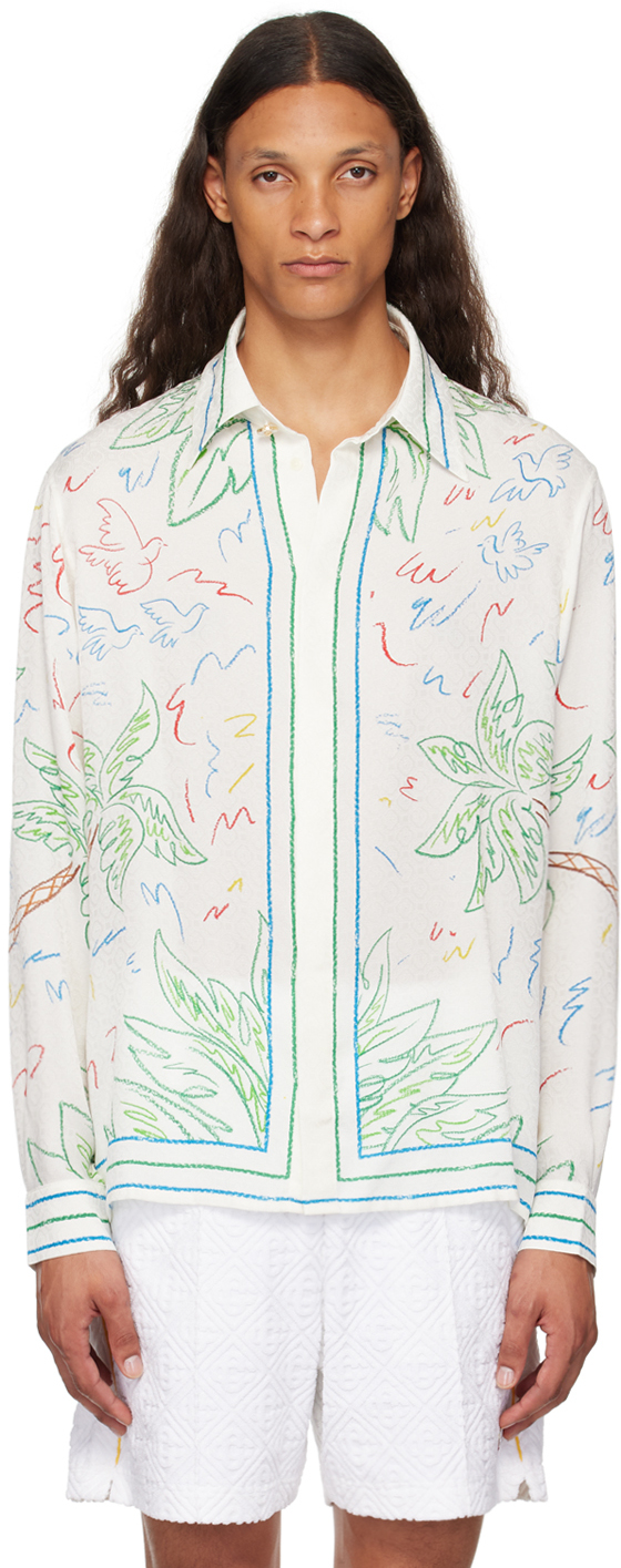 Shop Casablanca Multicolor Crayon 'tennis Club' Shirt In Crayon Tennis Club