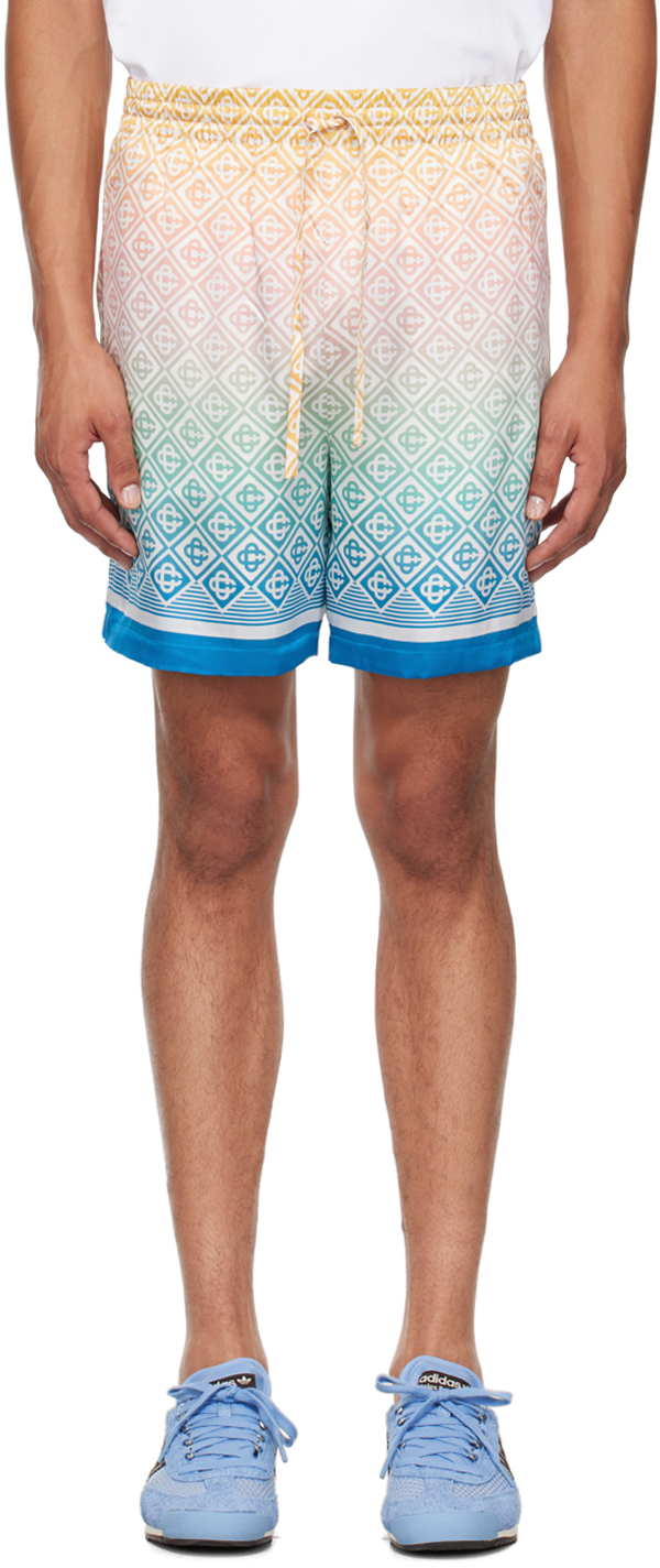 Shop Casablanca Multicolor Gradient Monogram Shorts In Diamond Monogram Deg