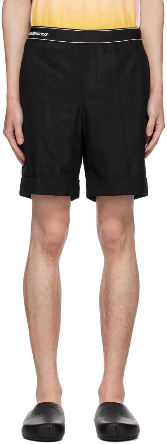 Shop Casablanca Black Sports Tailoring Shorts