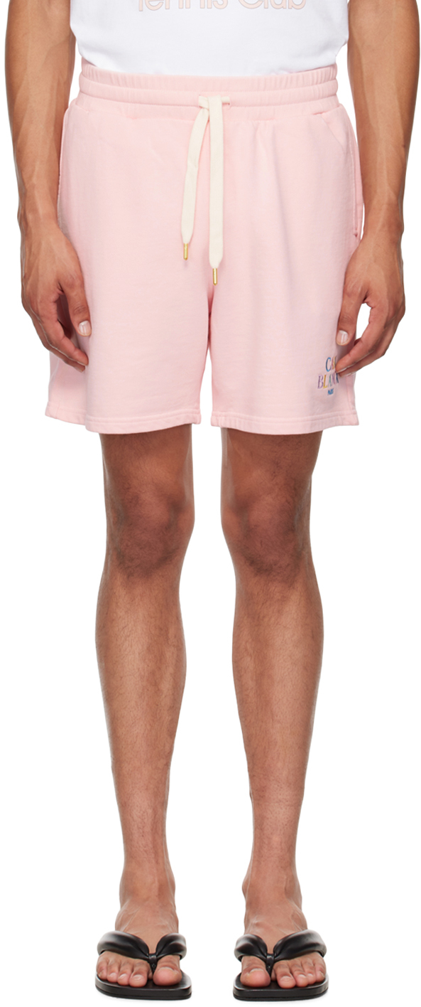 Shop Casablanca Pink Stacked Logo Shorts