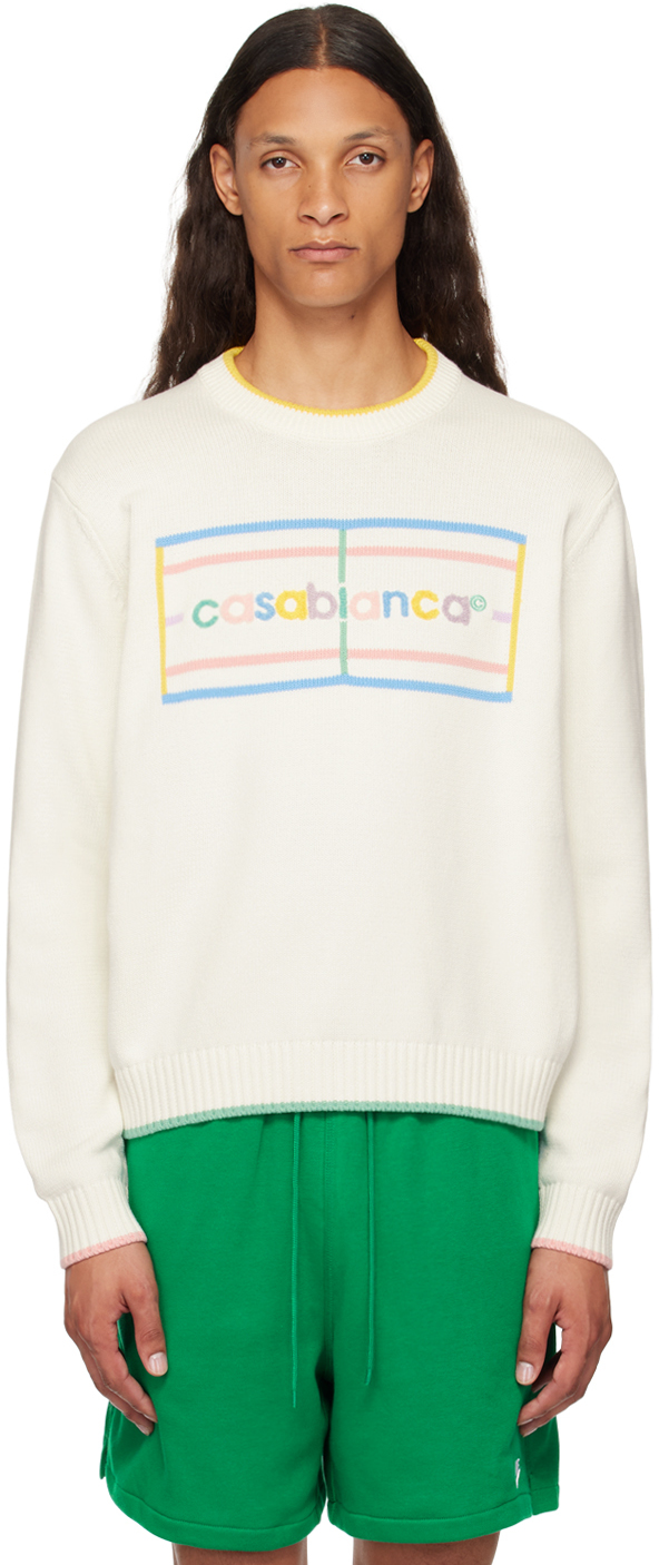 Shop Casablanca White Pastel Court Sweater