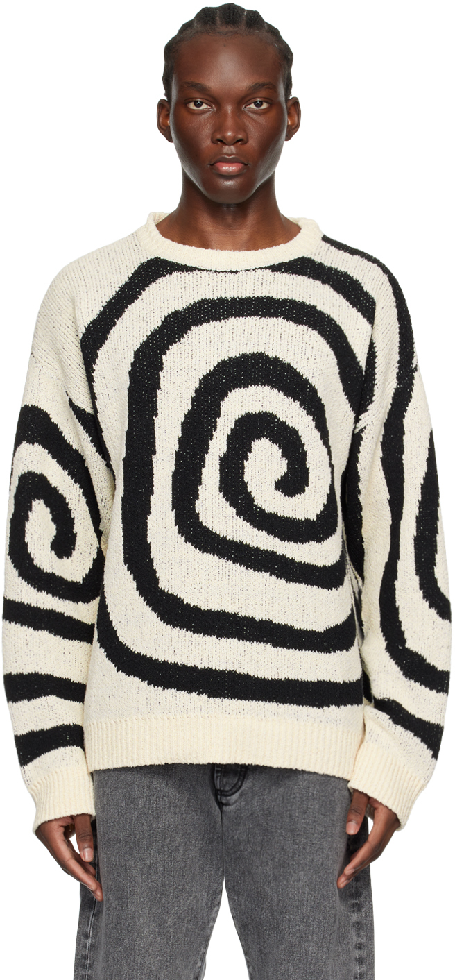 Shop Forma Off-white Spiral Sweater In Ecru + Black