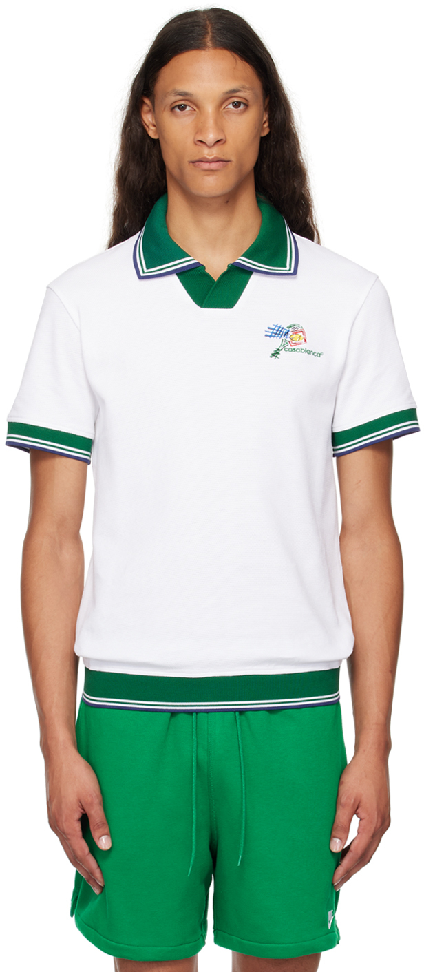 Shop Casablanca White Croquis De Tennis Polo