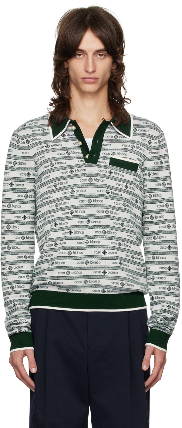 Green Logo Long Sleeve Polo