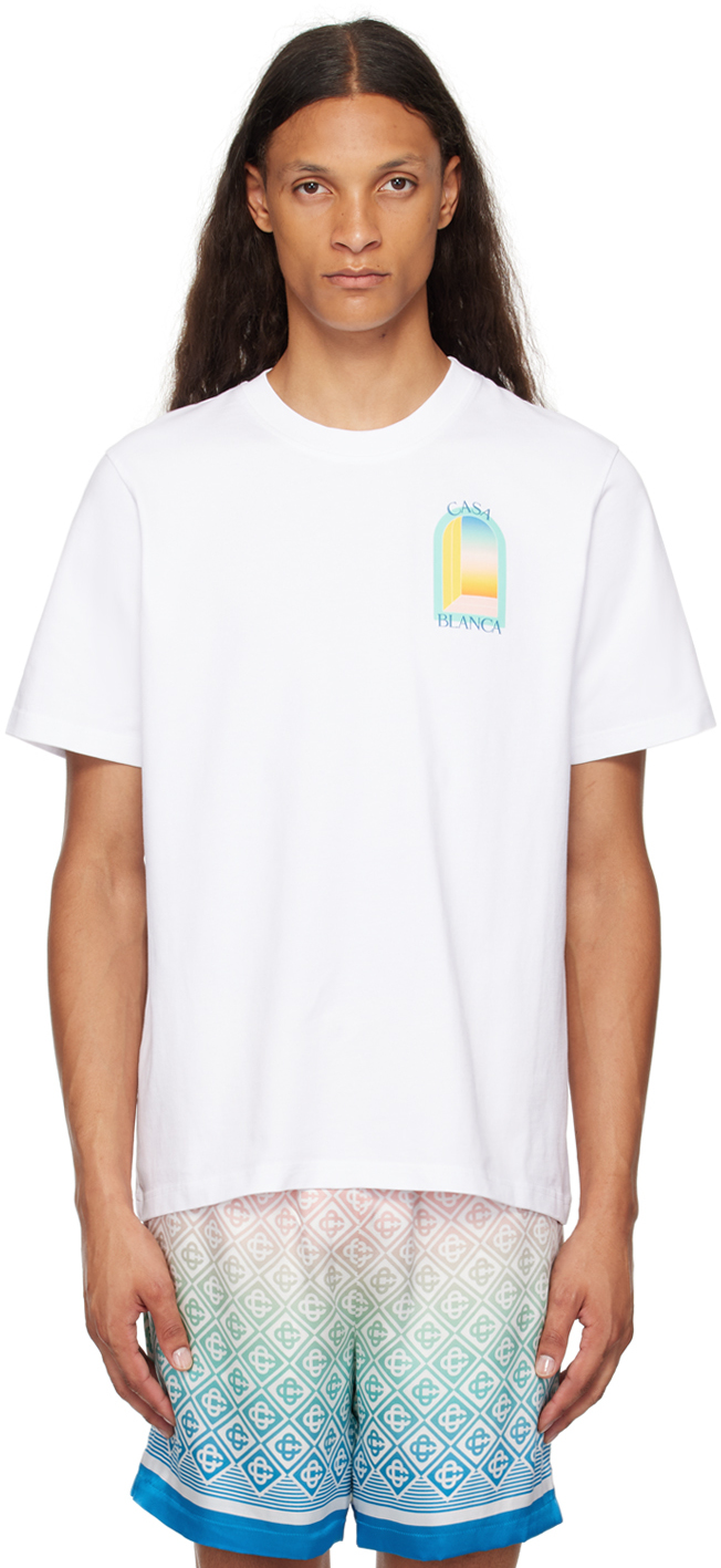 Shop Casablanca White L'arc Coloré T-shirt In L'arc Colore