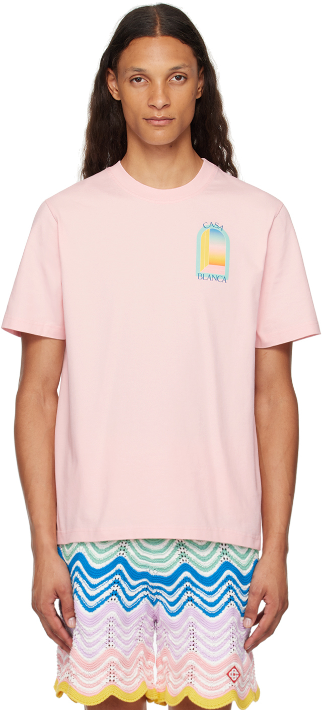【関税込み】Casablanca ピンク L'Arc Colore Tシャツ Pink L'Arc Coloré T-Shirt by Casablanca on Sale