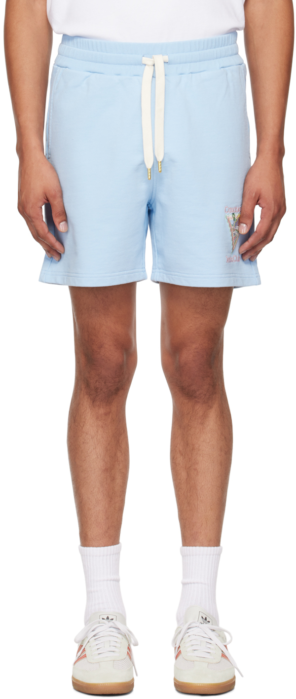 Shop Casablanca Blue Maison De Reve Shorts