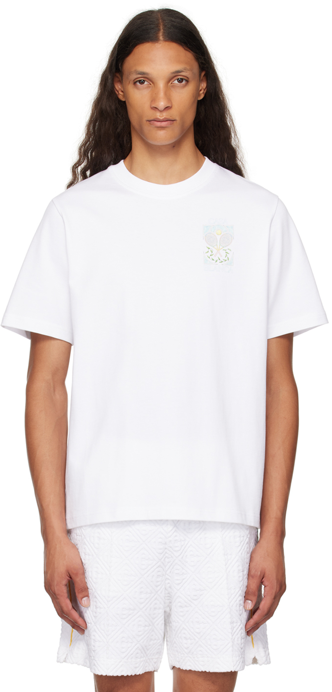【関税込み】Casablanca ホワイト Pastel Court 長袖Tシャツ Casablanca White Pastel Court Long Sleeve T-Shirt - T-Shirts
