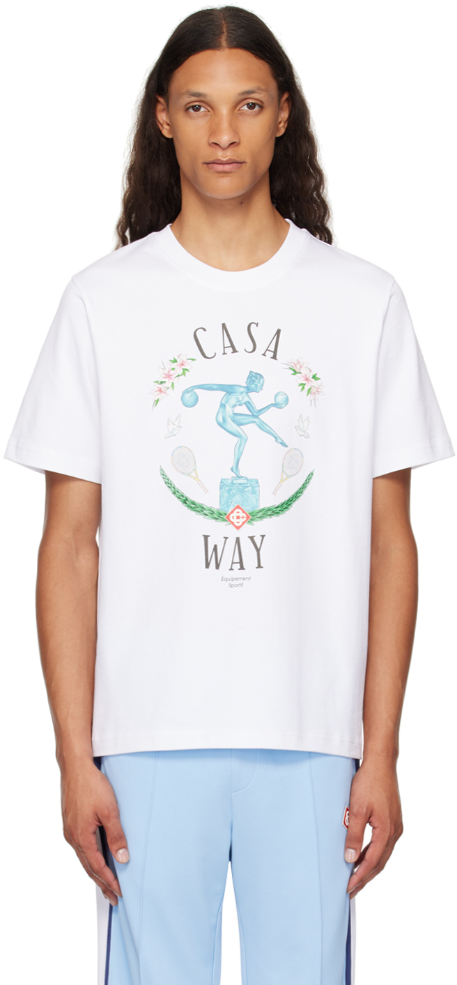 【関税込み】Casablanca ホワイト Statue En Marbre Tシャツ Casablanca Statue En Marbre-print Cotton T-shirt | White