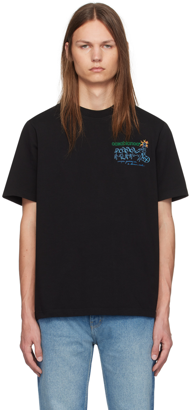 【関税込み】Casablanca ブラック Pentathlon Tシャツ Casablanca Pentathlon Tシャツ | ブラック | FARFETCH JP