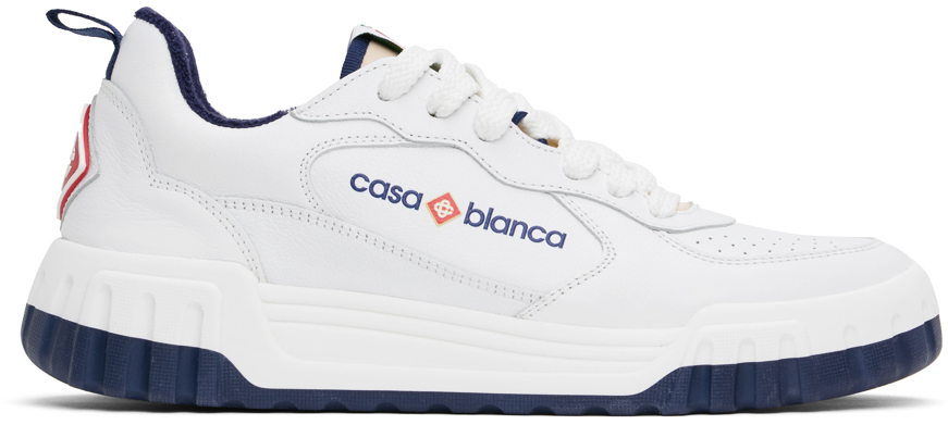 Shop Casablanca White 'the Court' Sneakers In White Navy