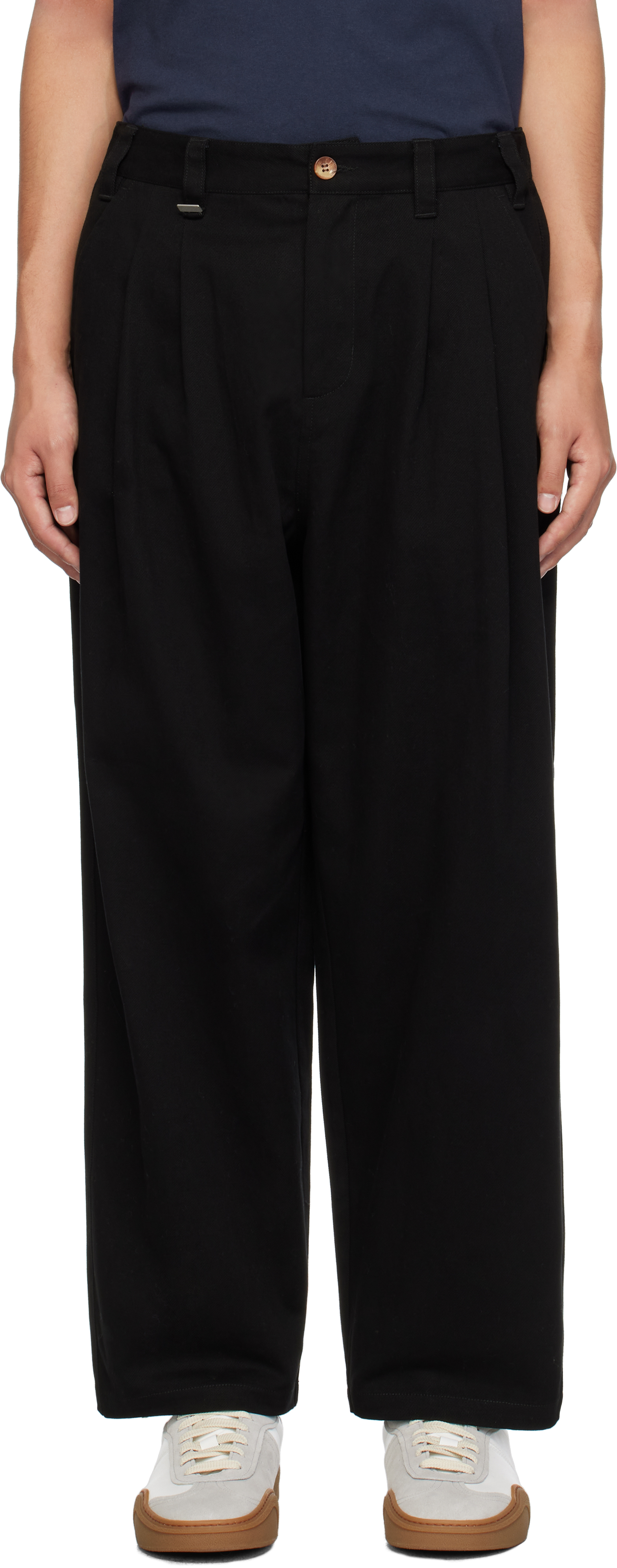 Black Elastic Waist Baggy Trousers