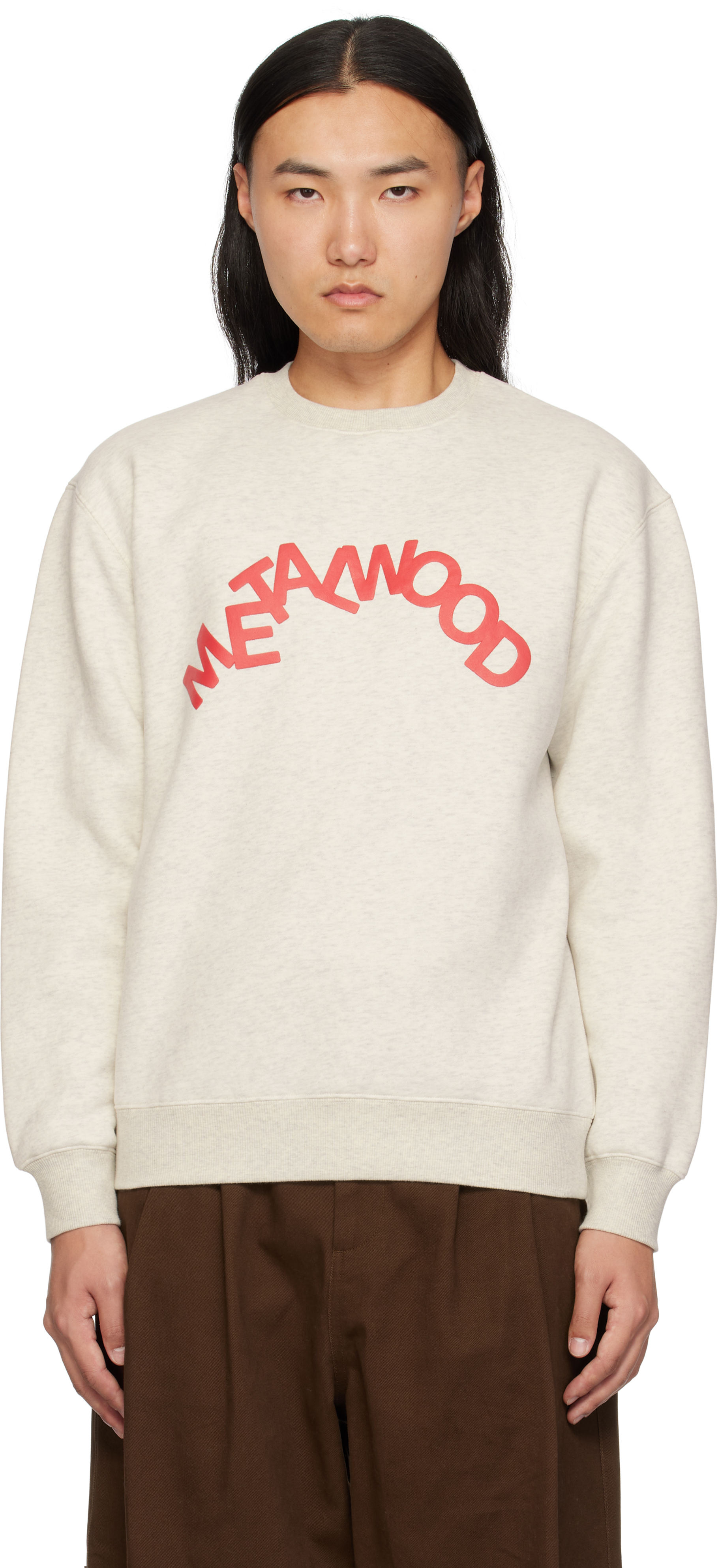 Metalwood Studio Gray Jumbled Crewneck Sweatshirt In Oat