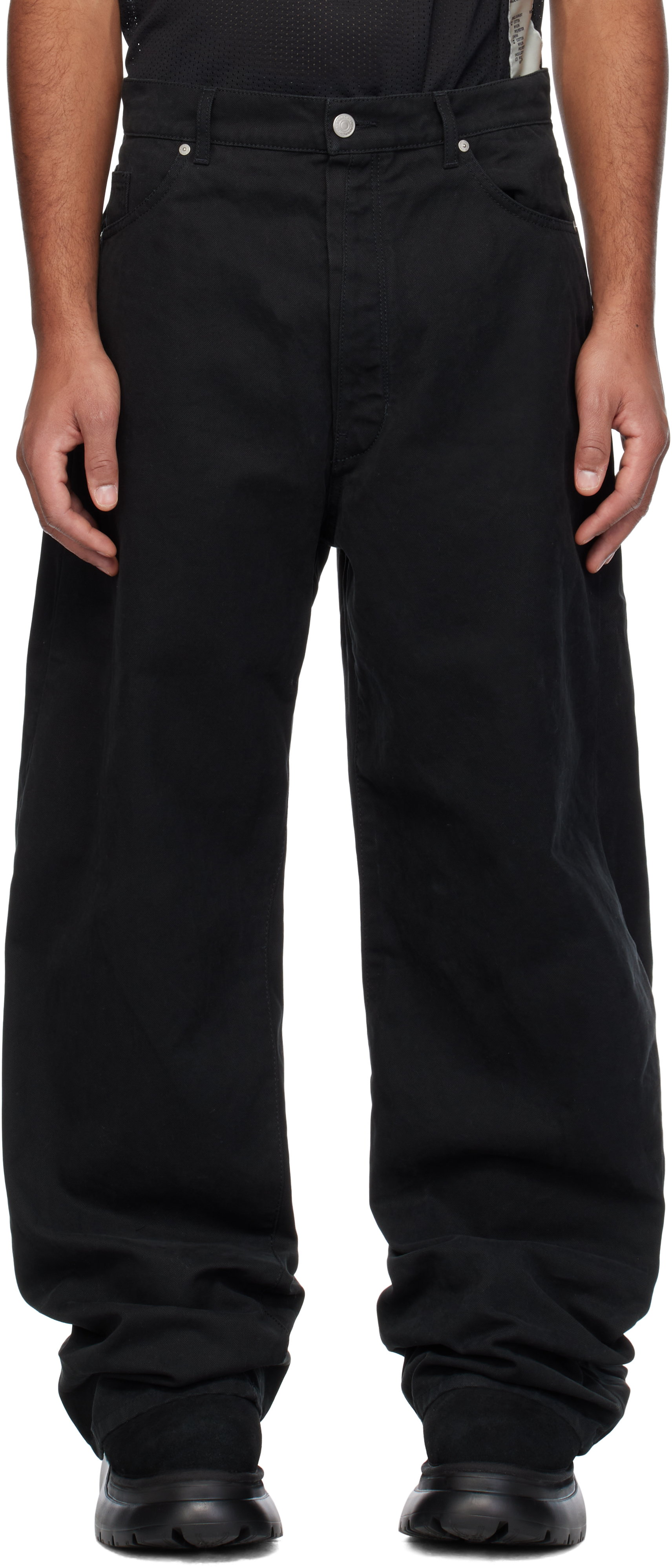 B1archive Black Wide Leg Jeans In Black Canvas