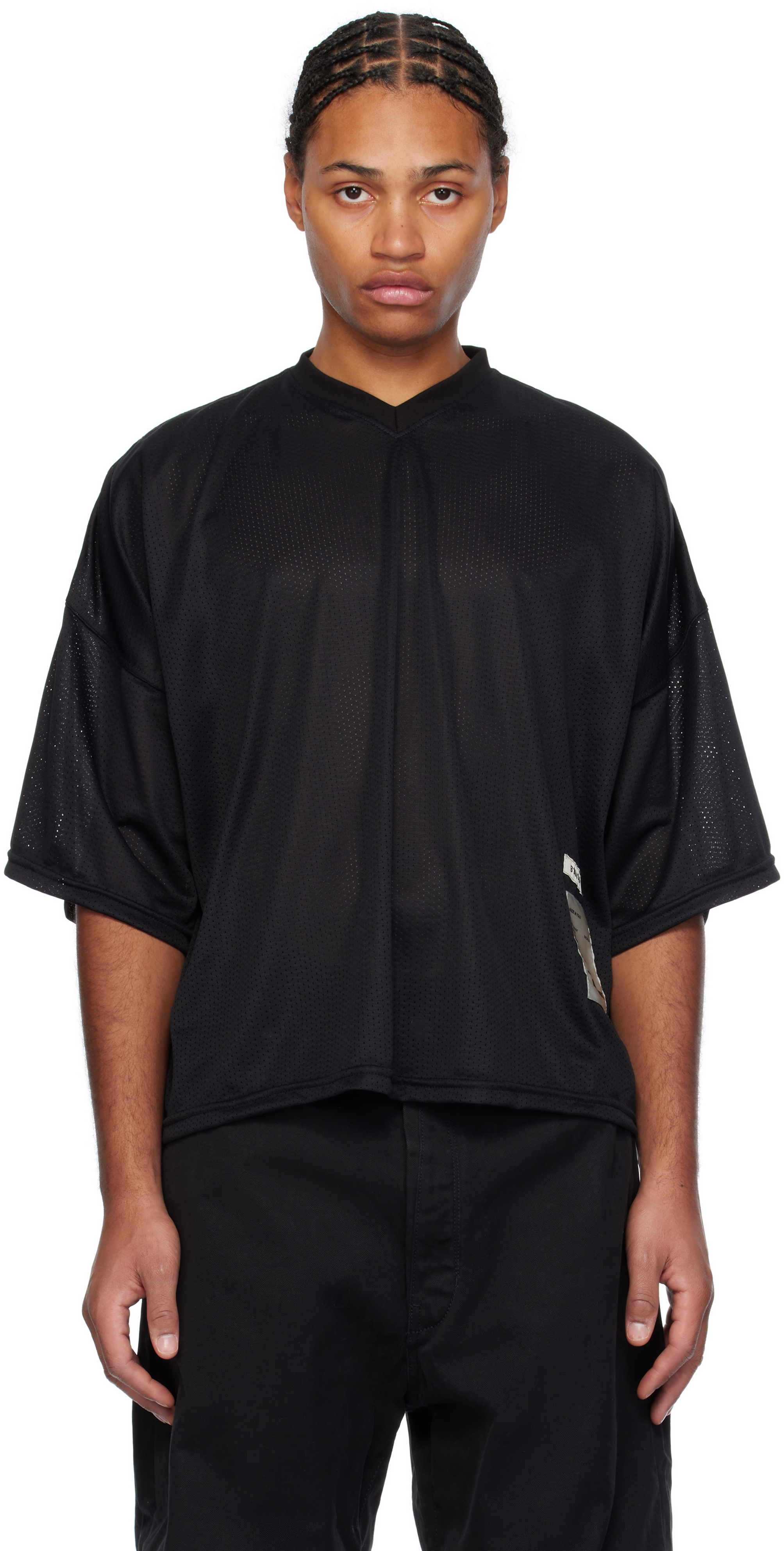 B1archive Black Football Jersey T-shirt In Mesh Black