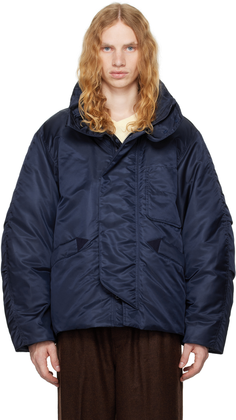 Shop Document Navy Goosedown Flight Down Jacket In Blue