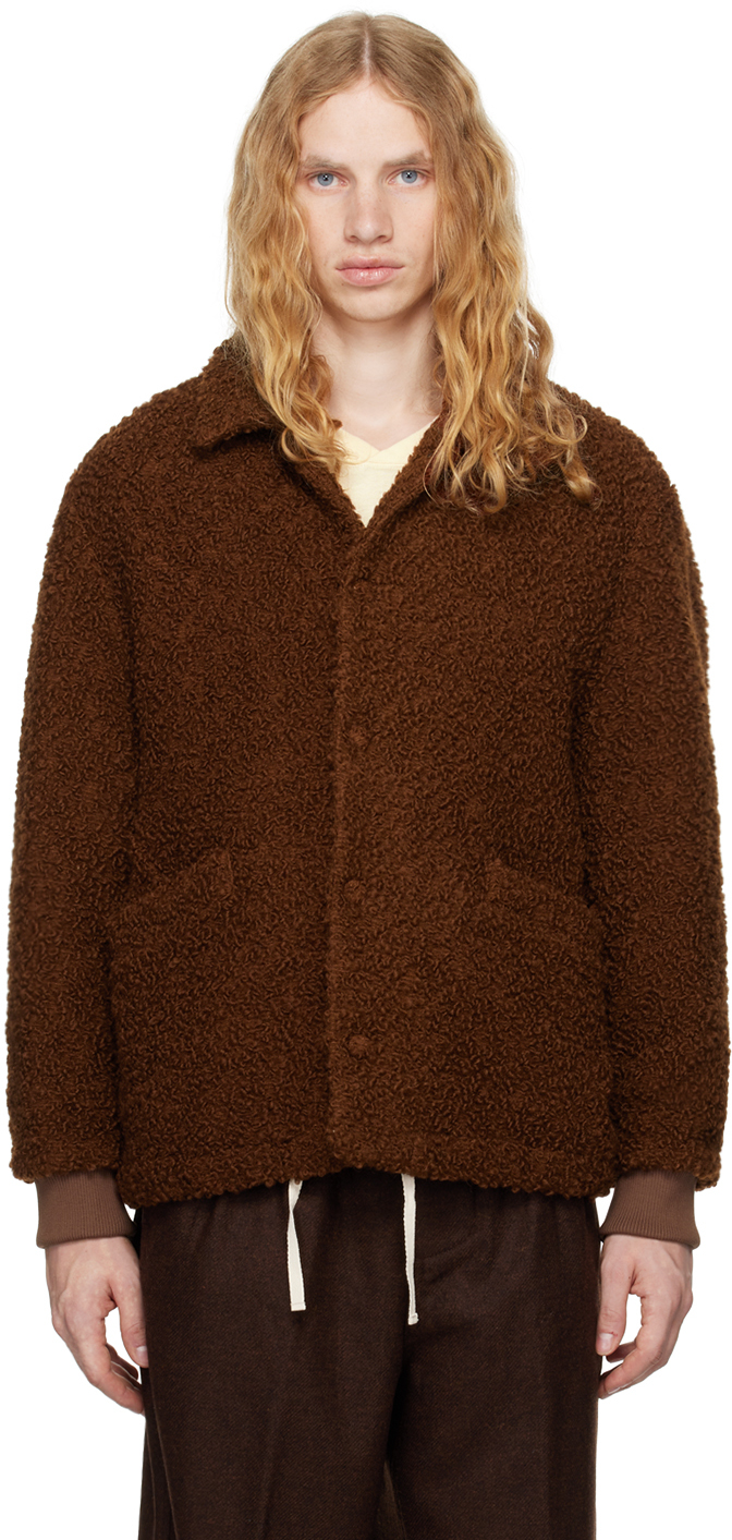 Shop Document Brown Wool Boucle Jacket