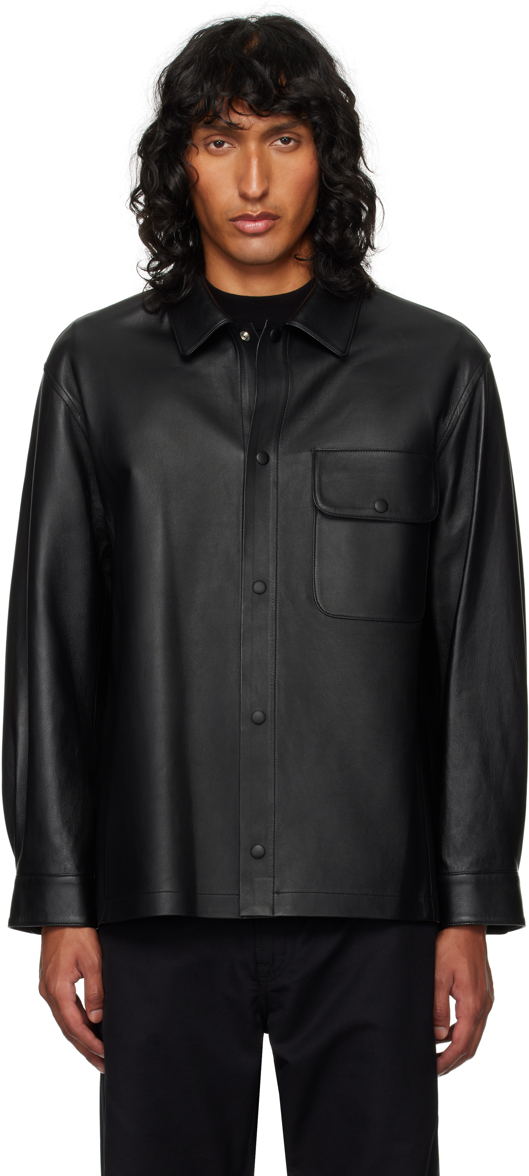 Black Shirting Leather Jacket