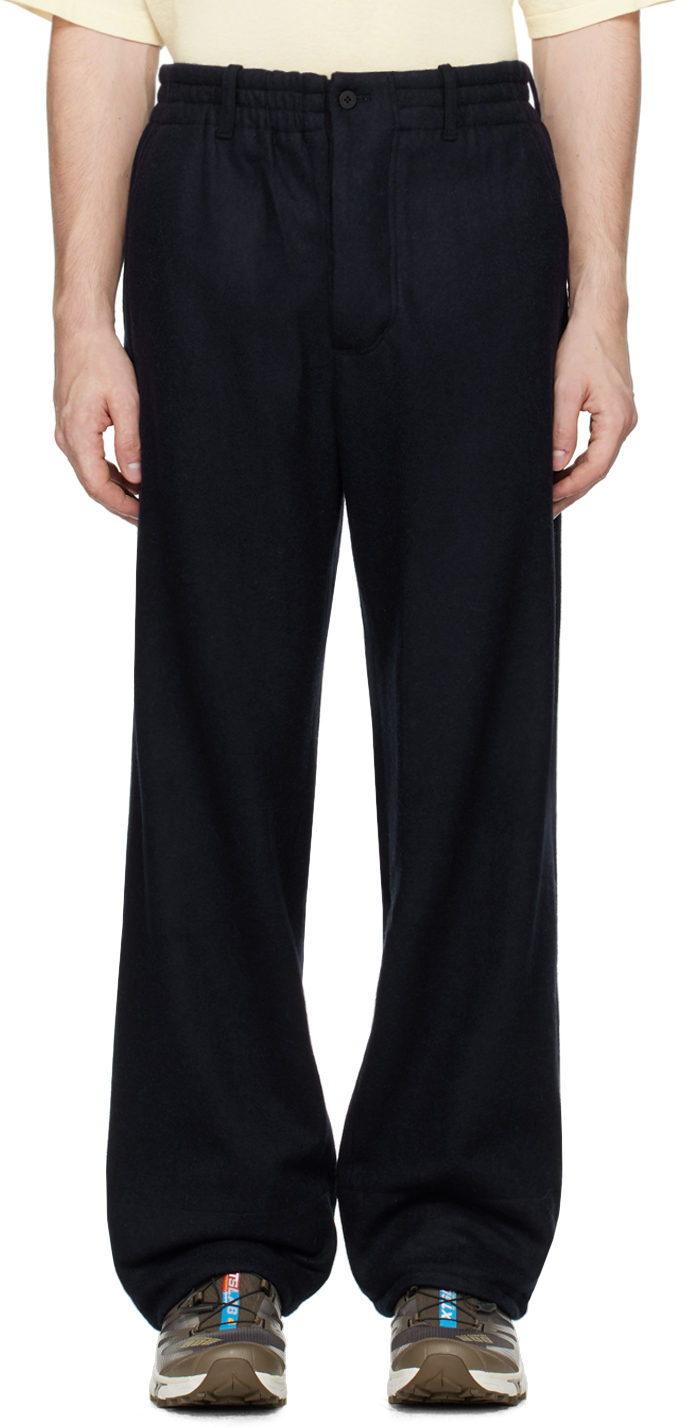 Shop Document Navy Heavy Wool Easy Jersey Trousers