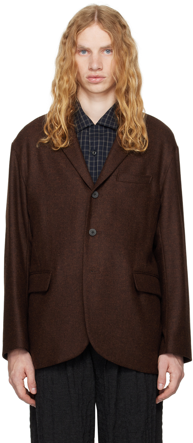 Shop Document Brown English Wool 3-button Blazer