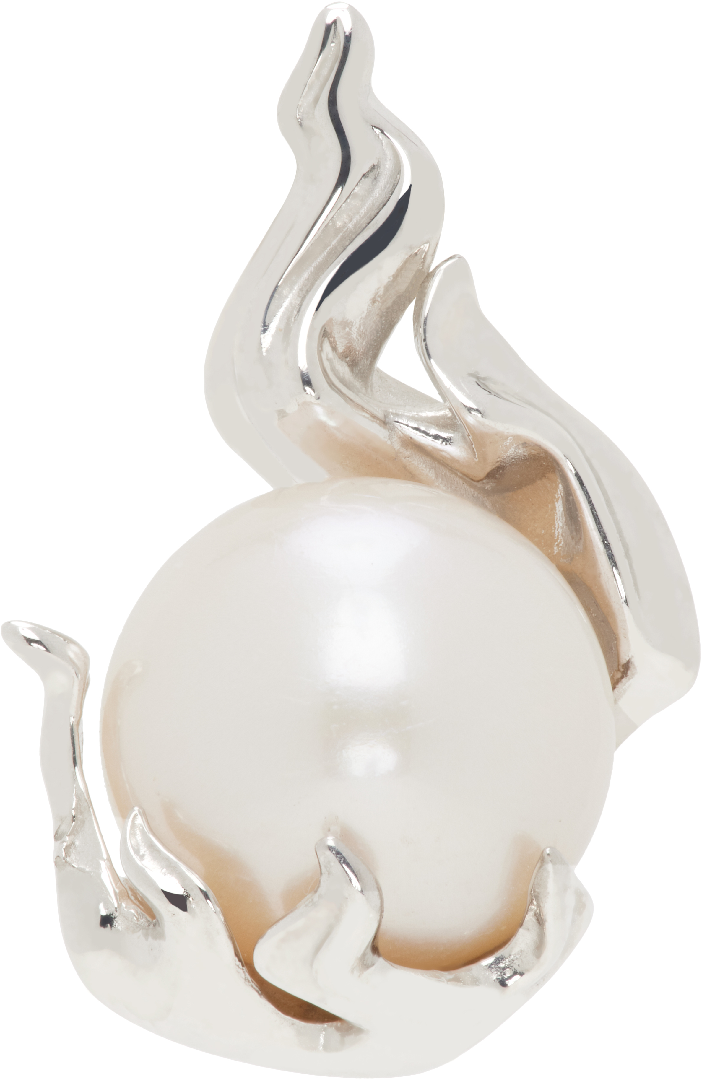 Shop Alan Crocetti Ssense Exclusive Silver Pearl In Heat Single Earring In Rhodium Vermeil