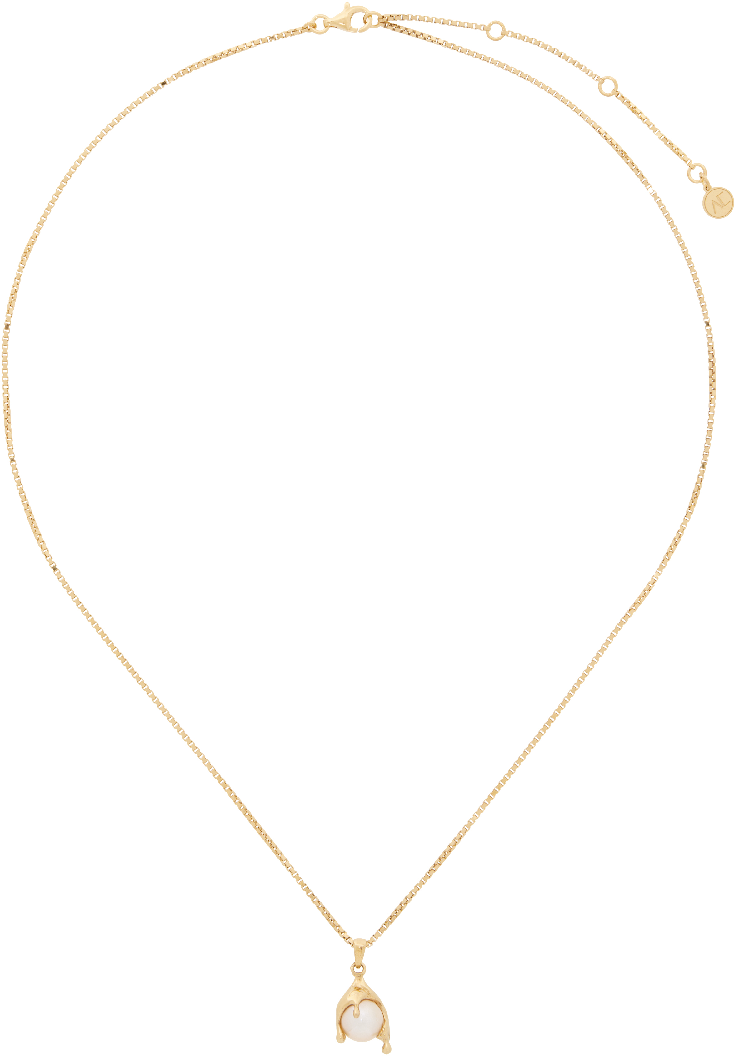 Shop Alan Crocetti Gold Nano Pearl Melt Necklace In Gold Vermeil