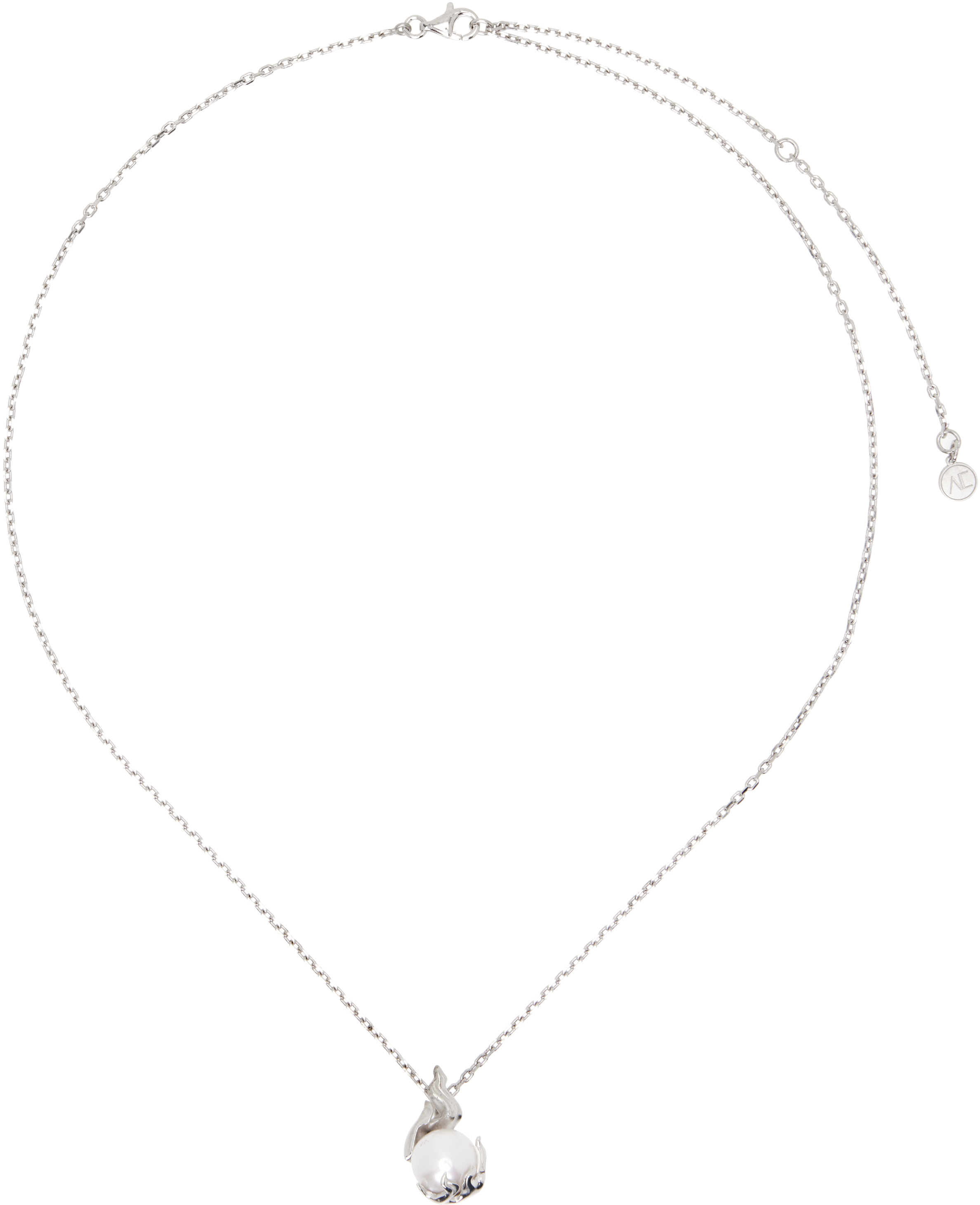 Shop Alan Crocetti Ssense Exclusive Silver Pearl In Heat Necklace In Rhodium Vermeil