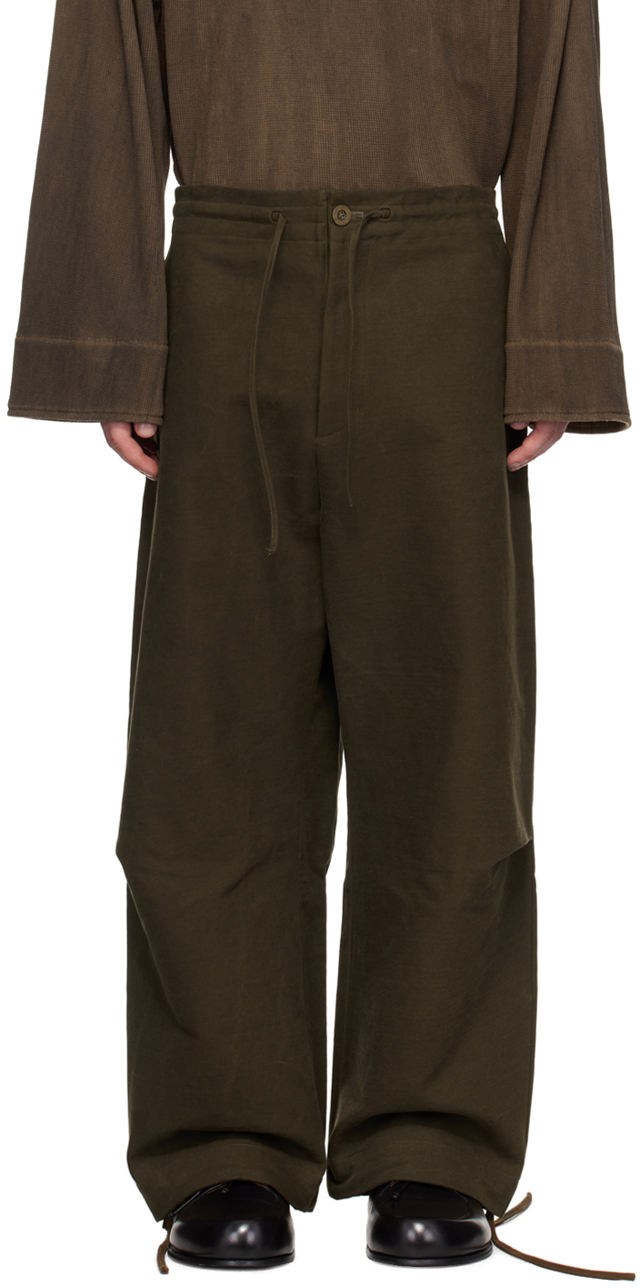 Shop Aviva Jifei Xue Khaki Parachute Trousers In Dark Olive Cotton Br