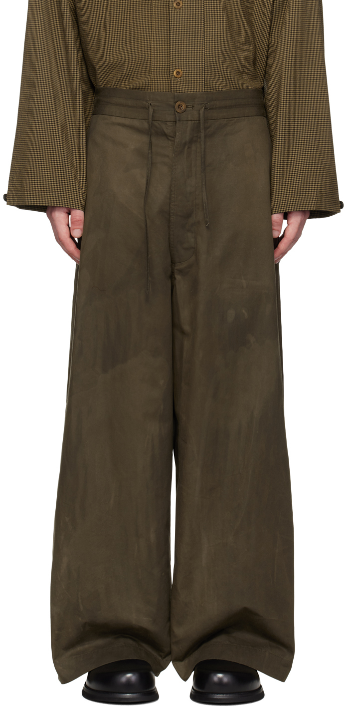 Khaki Relaxed Drawstring Trousers